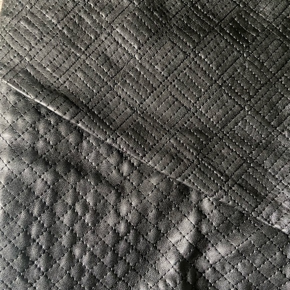 Black Faux Leather Mini Skirt with Quilt Detailing - Picture 2 of 2